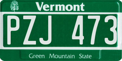 VT license plate PZJ473