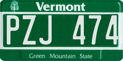 VT license plate PZJ474