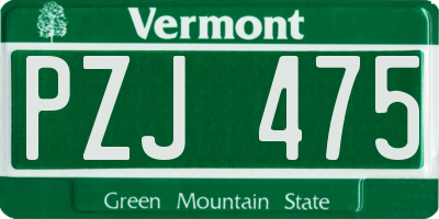 VT license plate PZJ475