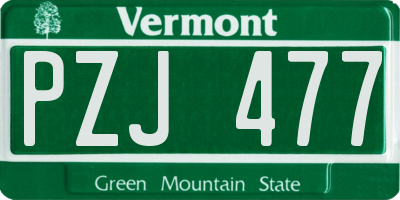 VT license plate PZJ477