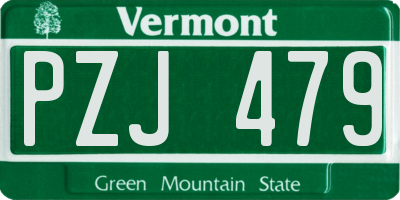 VT license plate PZJ479