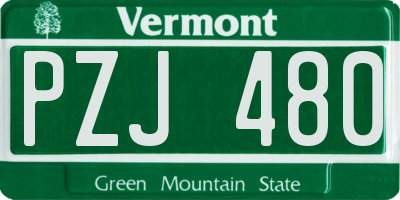 VT license plate PZJ480