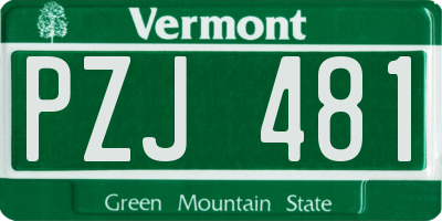 VT license plate PZJ481