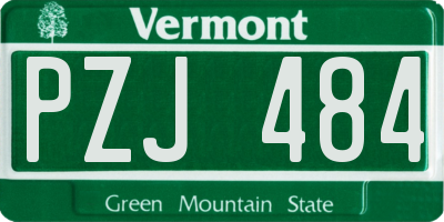 VT license plate PZJ484