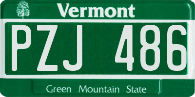 VT license plate PZJ486