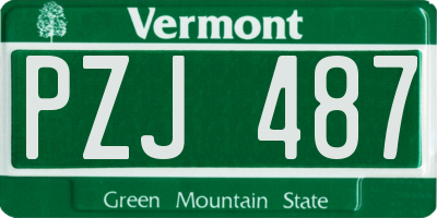 VT license plate PZJ487