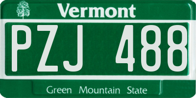 VT license plate PZJ488
