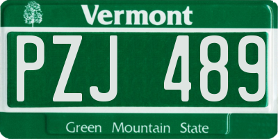 VT license plate PZJ489