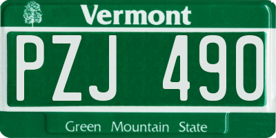 VT license plate PZJ490