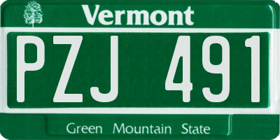 VT license plate PZJ491