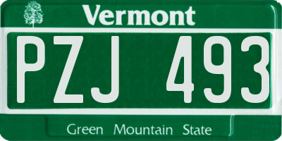 VT license plate PZJ493