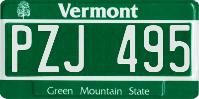VT license plate PZJ495