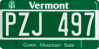 VT license plate PZJ497
