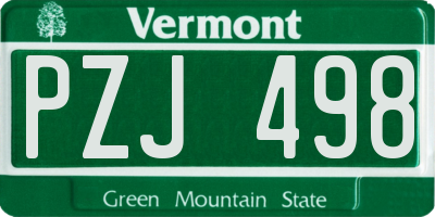 VT license plate PZJ498