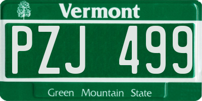 VT license plate PZJ499