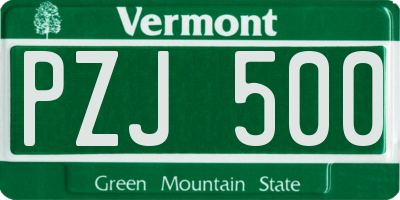 VT license plate PZJ500