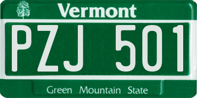 VT license plate PZJ501