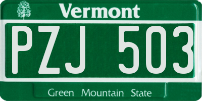 VT license plate PZJ503