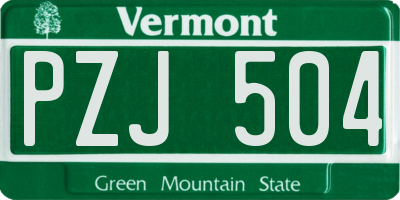 VT license plate PZJ504