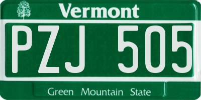 VT license plate PZJ505