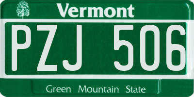 VT license plate PZJ506