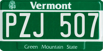 VT license plate PZJ507