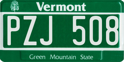VT license plate PZJ508
