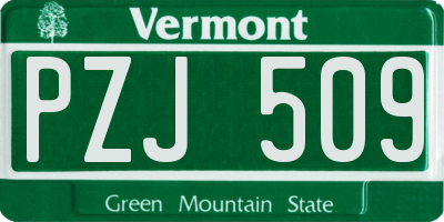 VT license plate PZJ509