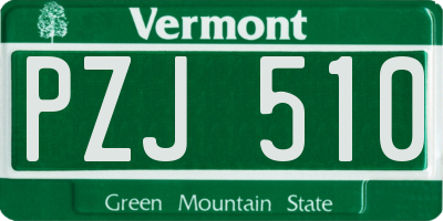 VT license plate PZJ510