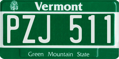 VT license plate PZJ511