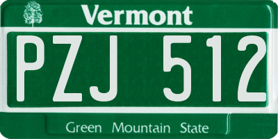 VT license plate PZJ512
