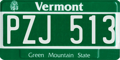 VT license plate PZJ513