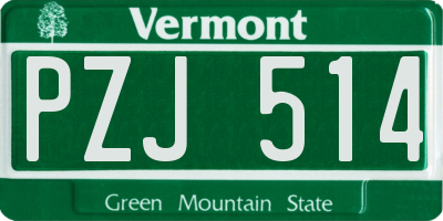 VT license plate PZJ514