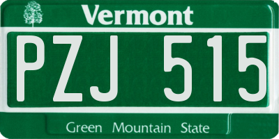 VT license plate PZJ515