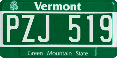 VT license plate PZJ519