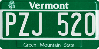 VT license plate PZJ520