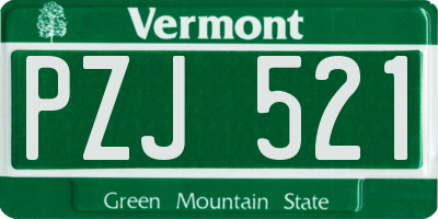 VT license plate PZJ521