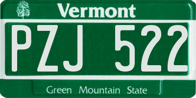 VT license plate PZJ522