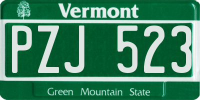 VT license plate PZJ523