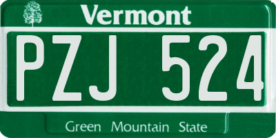 VT license plate PZJ524