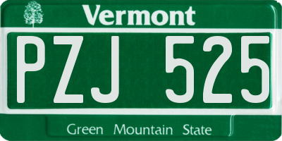 VT license plate PZJ525