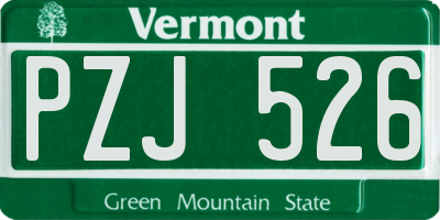 VT license plate PZJ526