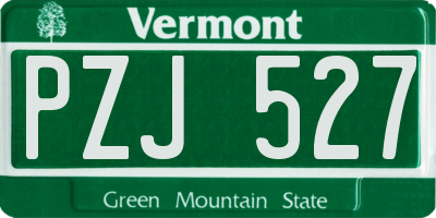 VT license plate PZJ527