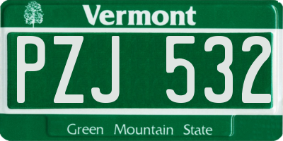 VT license plate PZJ532