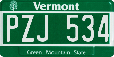 VT license plate PZJ534