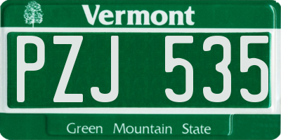 VT license plate PZJ535