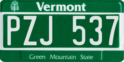 VT license plate PZJ537