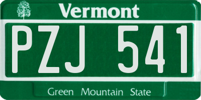 VT license plate PZJ541