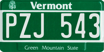 VT license plate PZJ543