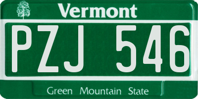 VT license plate PZJ546